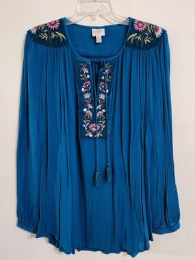 St. John's Bay Bright Blue Rayon Top